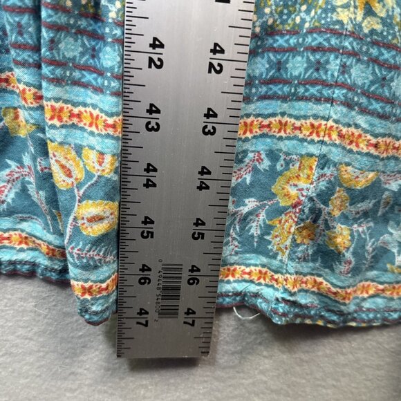 Land Of The Free Maxi Dress Size S Teal & Orange Floral Print Boho Wrap Vacation - Picture 5 of 13